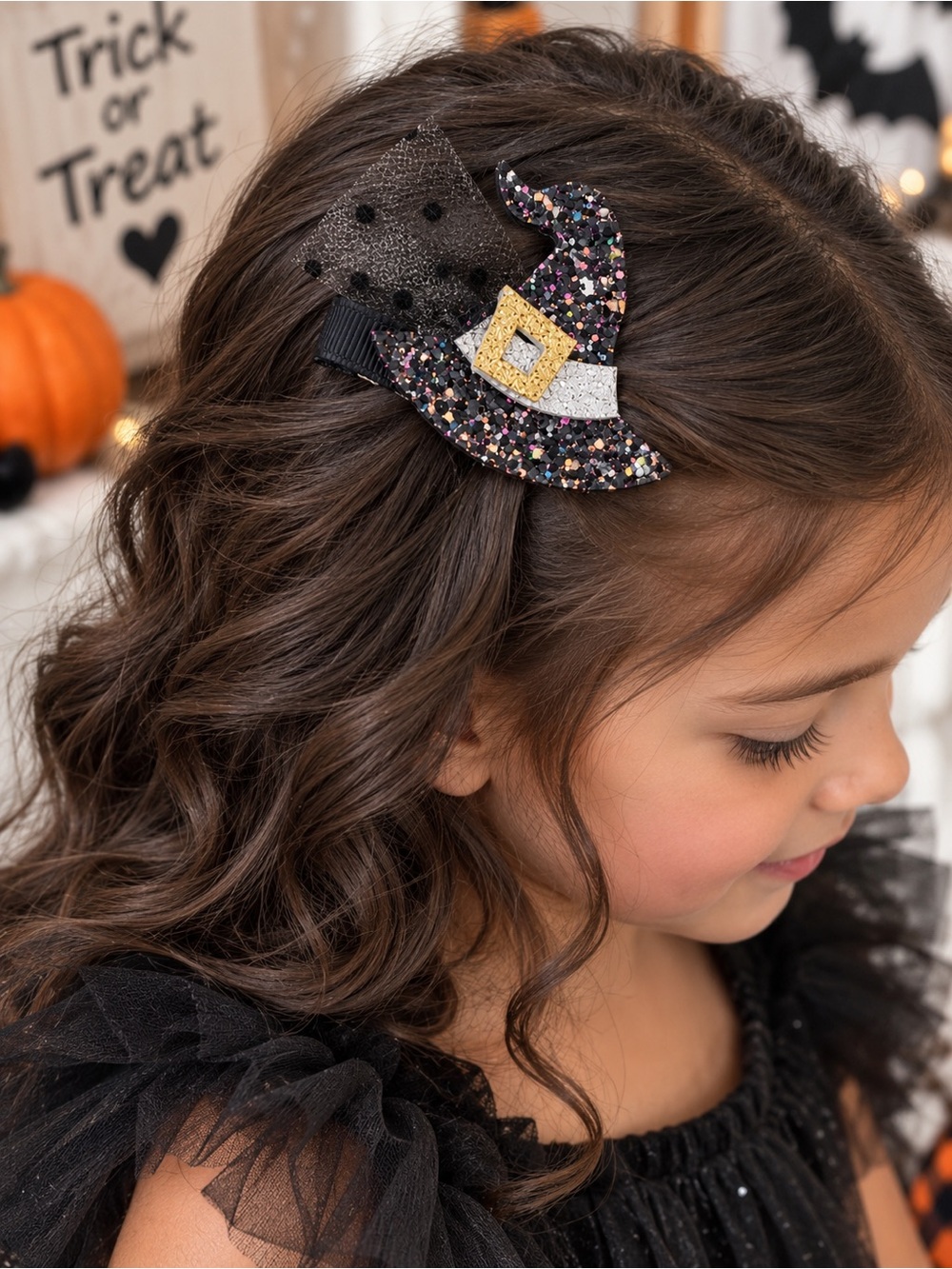 Halloween Hair Clips for Girls Witch Hat Ghost Black Cat Hair Clip